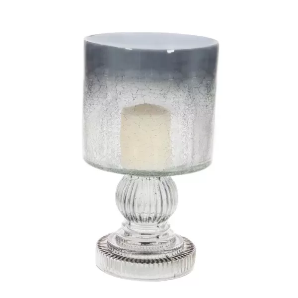 LITTON LANE 10 in. Smoked Black Hurricane Glass Baluster Candle Holder