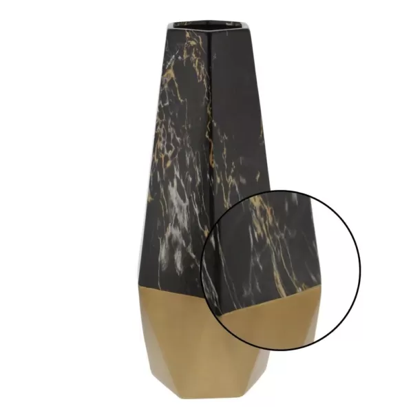 LITTON LANE 18 in. x 7 in. Ceramic Black and Gold Vase