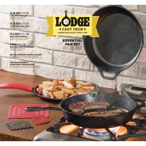 Lodge 7-Piece Cast Iron Cookware Set in Black