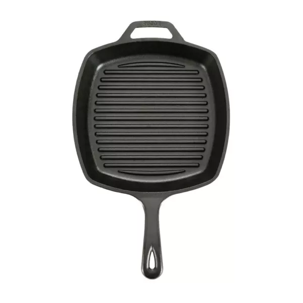 Lodge 10.5 in. Cast Iron Grill Pan in Black