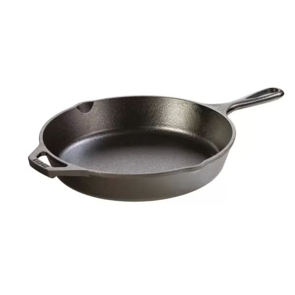 Lodge 10.25 in. Cast Iron Skillet in Black with Pour Spout