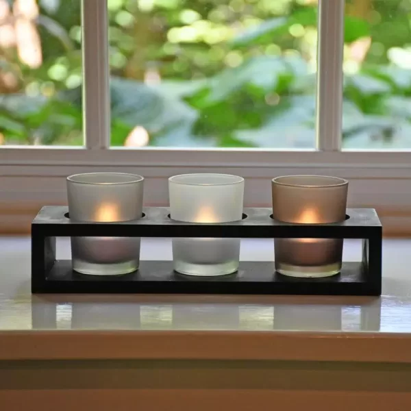 LUMABASE Trio Candle Tray with 3 Glass Votives