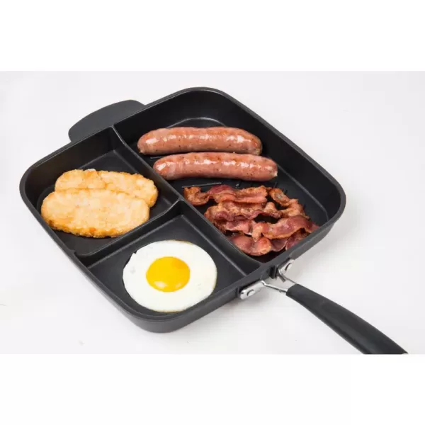 MasterPan Sectional Series 11 in. Cast Aluminum Nonstick Skillet in Black