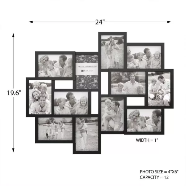 Lavish Home 12-Opening 4 in. x 6 in. Black Picture Frame Collage