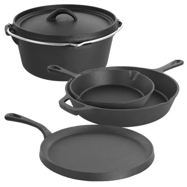 MegaChef Pre-Seasoned 5-Piece Cast Iron Cookware Set