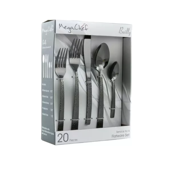 MegaChef Baily 20-Piece Black Stainless Steel Flatware Set (Service for 4)