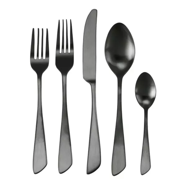 MegaChef Gibbous 20-Piece Black Stainless Steel Flatware Set (Service for 4)