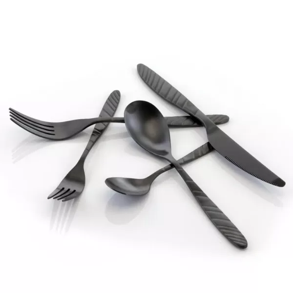 MegaChef La Vague 20-Piece Matte Black Stainless Steel Flatware Set (Service for 4)