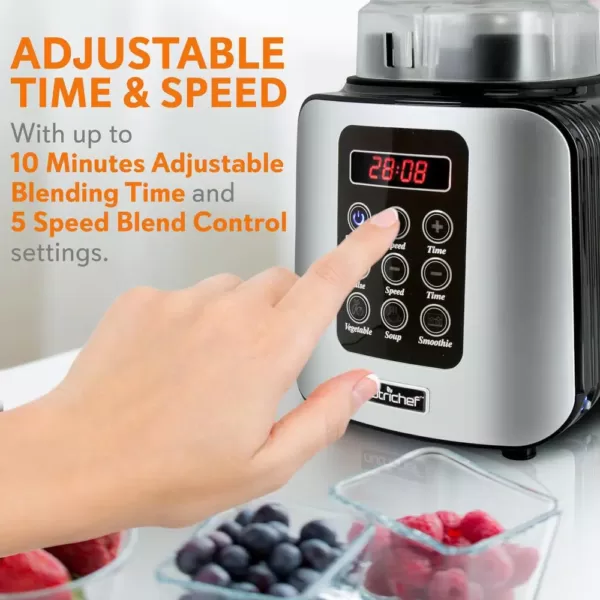 NutriChef 57 oz. 5-Speed Black Digital Countertop Blender with Pulse Blend, Adjustable Time and Speed Settings