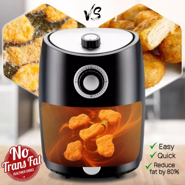 NutriChef Black Countertop Air Fryer Oven Cooker Healthy Kitchen Convection Air Fry Cooking