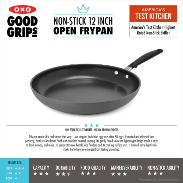 OXO Good Grips 12 in. Hard-Anodized Aluminum Ceramic Nonstick Frying Pan in Black with Comfort Grip Handle