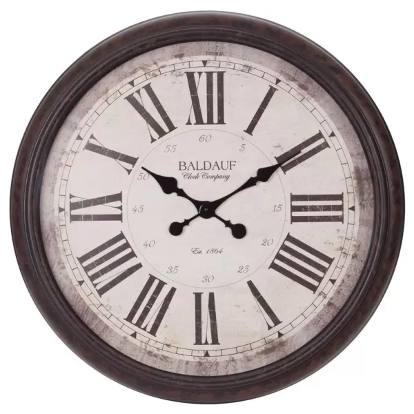 Pinnacle Baldaud Roman Numeral Antique Bronze Wall Clock