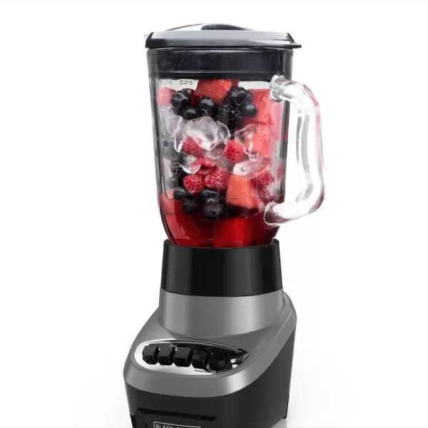 BLACK+DECKER Multi-Function 48 oz. 4-Speed Black/Silver Blender with Glass Jar