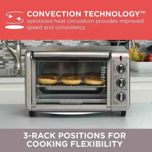 BLACK+DECKER 1500 W 6-Slice Black and Silver Convection Toaster Oven