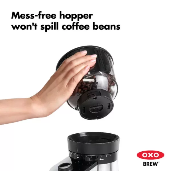 OXO 12 oz. Black Stainless Steel Burr Coffee Grinder with Integrated Scale