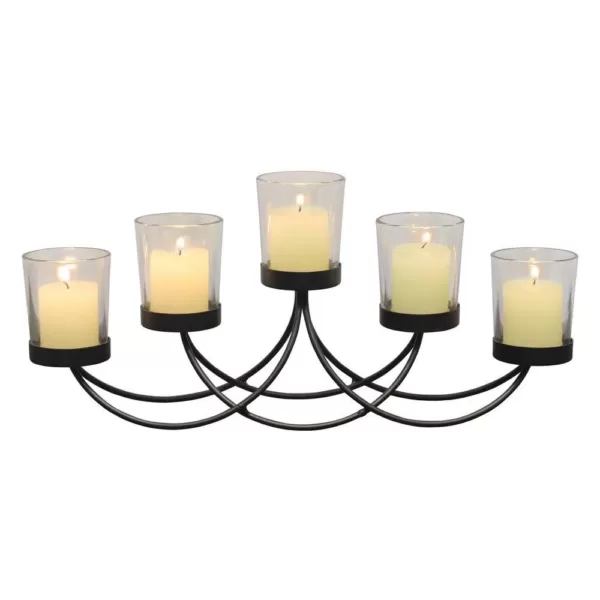 Stonebriar Collection Black Metal 5-Votive Candle Holder Centerpiece