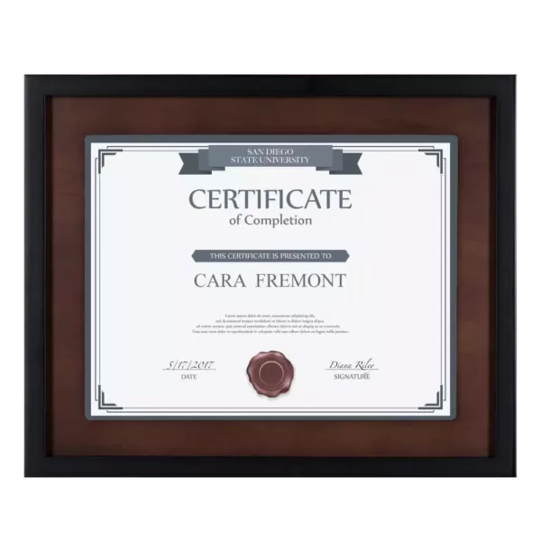 DesignOvation LeMans 8.5 in. x 11 in. Black/Walnut Brown Picture Frames (Set of 4)