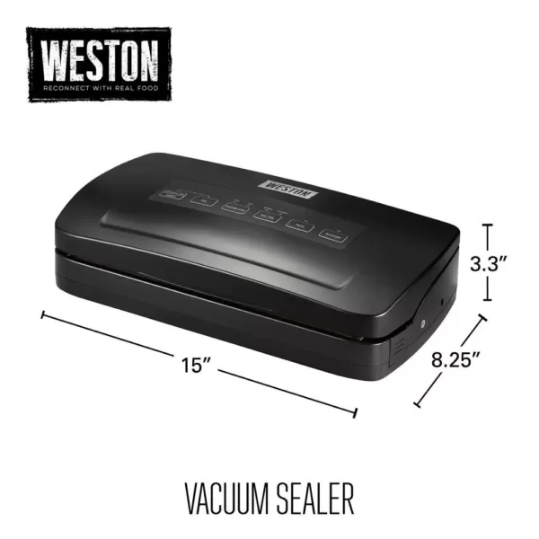 Weston Black Food Vacuum Sealer with Roll Storage and Bag Cutter