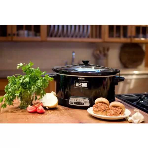 Weston 7 Qt. Programmable Black Slow Cooker with Locking Lid