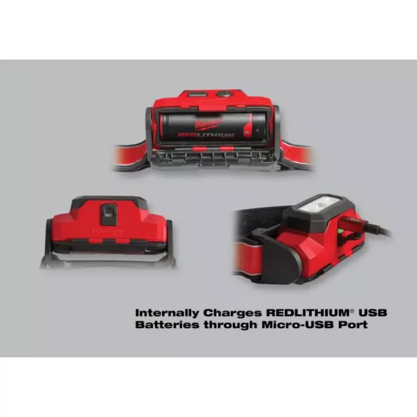 Milwaukee 475 Lumens LED Rechargeable Hard Hat Headlamp and 550 Lumens LED Rechargeable Pivoting Flood Light (2-Pack)