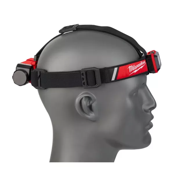 Milwaukee 475 Lumens LED Rechargeable Hard Hat Headlamp and 600 Lumens LED USB Rechargeable Low-Profile Hard Hat Headlamp (2-Pack)