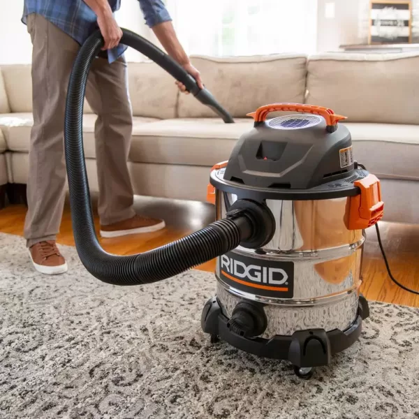 RIDGID 10 Gal. 6.0-Peak HP Stainless Steel Wet/Dry Shop Vacuum with Filter, Dust Bags, Hose and Accessories