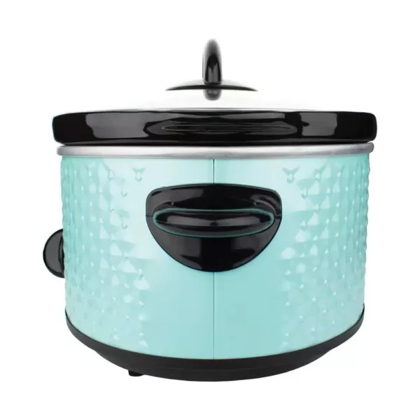 Brentwood Appliances Diamond 3.5 Qt. Blue Slow Cooker with Tempered Glass Lid