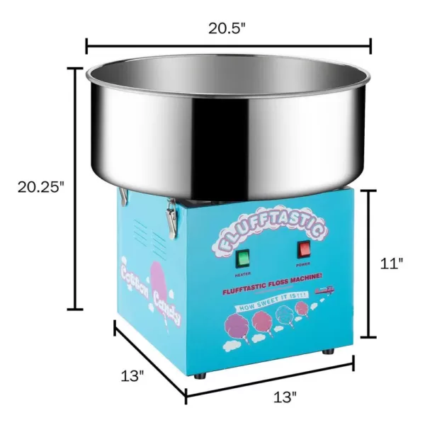 Great Northern Blue Cotton Candy Machine- Flufftastic Floss Maker- Use Sugar or Hard Candy- Stainless Steel Pan