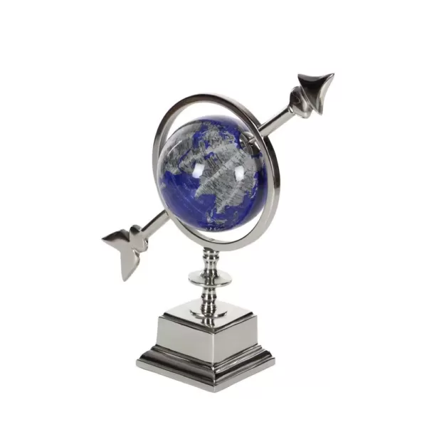 LITTON LANE 14 in. Modern Blue Aluminum and Plastic Decorative Globe