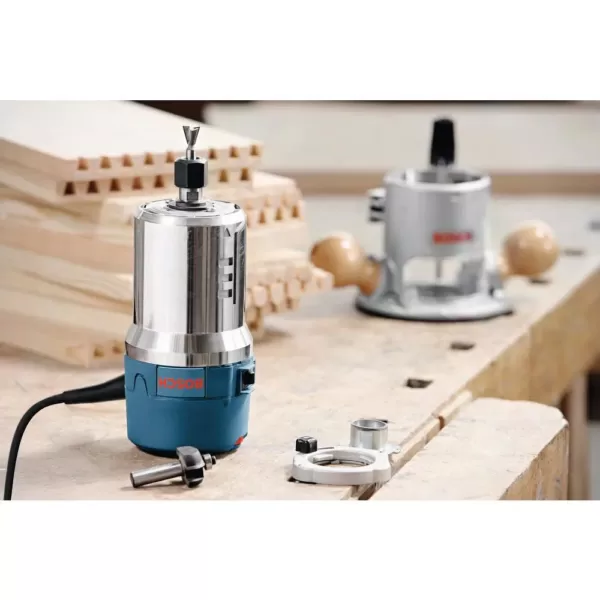 Bosch 12 Amp 2-1/4 HP Variable Speed Plunge and Fixed Base Corded Router Kit with Bonus 15 Amp Corded Benchtop Router Table