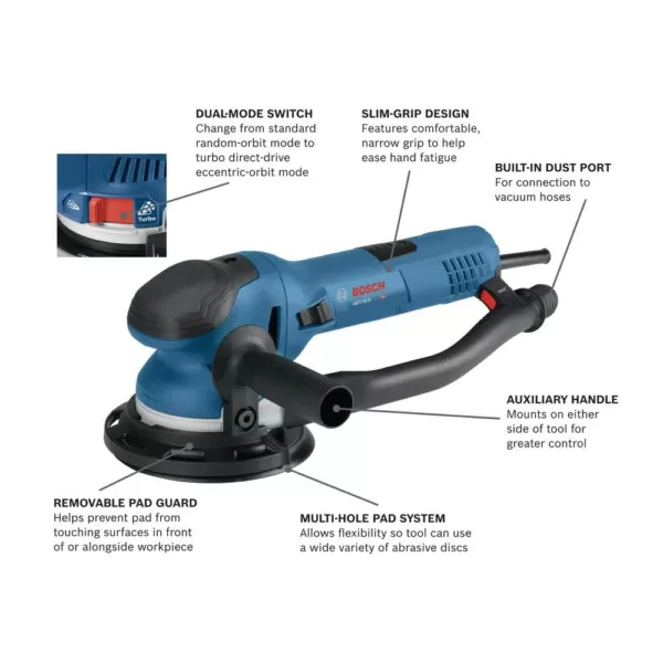 Bosch 6 in. Electronic Variable Speed Barrel-Grip Random Orbit Sander with Turbo Mode