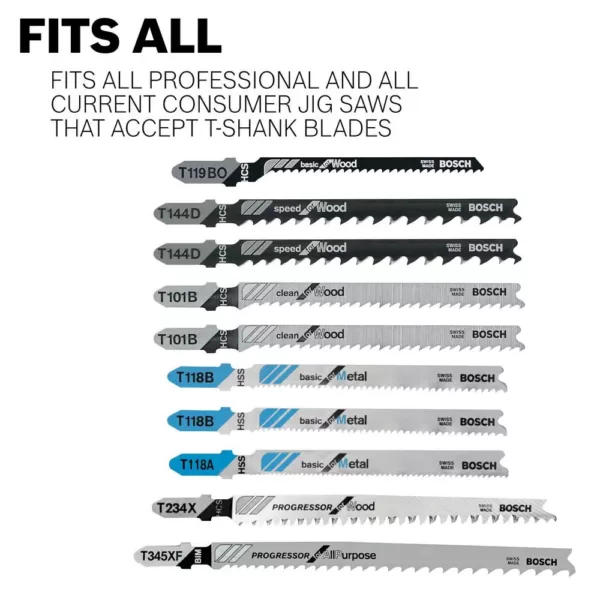 Bosch 4 in. High Carbon Steel T-Shank Jig Saw Blades for Cutting Wood (5-Pack)