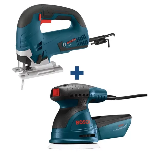 Bosch 6.5 Amp Corded Variable Speed Jig Saw Kit with Bonus 2.5 Amp Corded Random Orbital Sander/Polisher Kit and Case