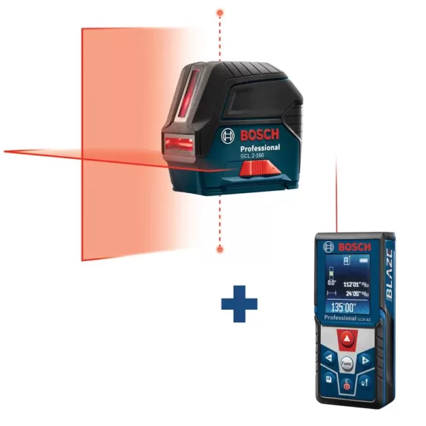 Bosch 65 ft. Self Leveling Cross Line Laser Level with Plumb Points plus BLAZE 135 ft. Laser Measurer with Full Color Display