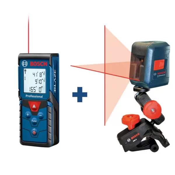 Bosch 165 ft. Laser Measurer with Bonus 30 ft. Cross Line Laser Level with Clamping Mount