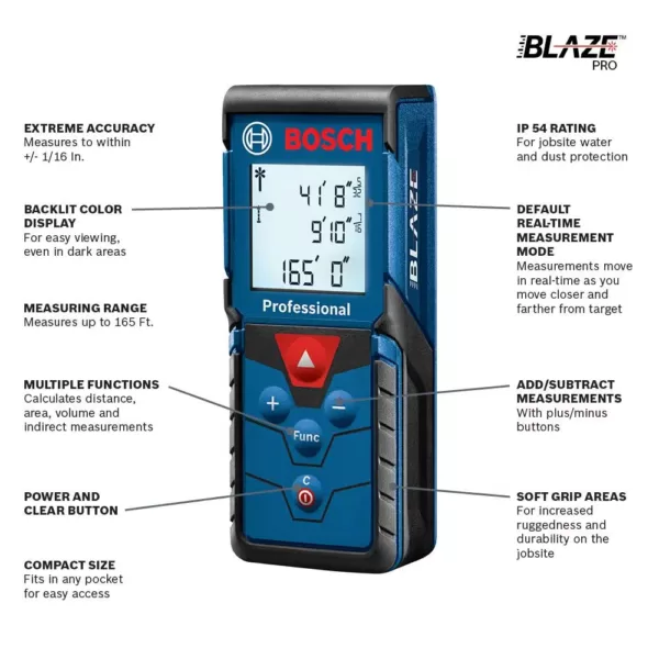 Bosch 165 ft. Laser Measurer with Bonus 30 ft. Cross Line Laser Level with Clamping Mount