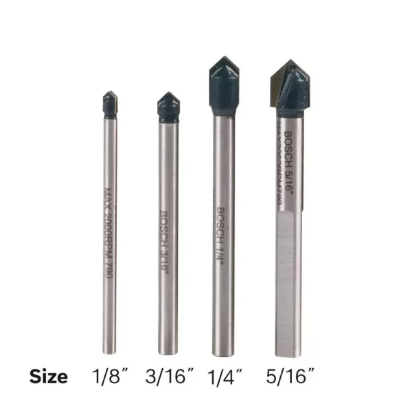 Bosch Glass and Tile Carbide Tipped Drill Bit Set (4-Piece)