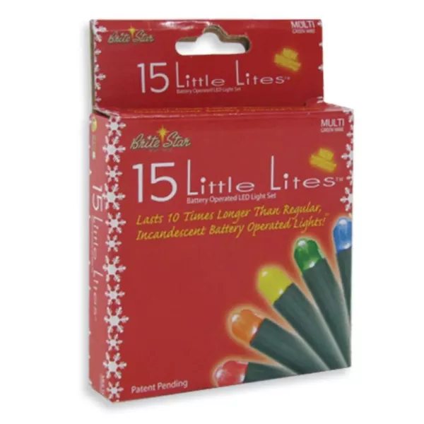 Brite Star Battery Operated 15-Light Multi-colored 5mm Little Light LED Light Set (Set of 2)