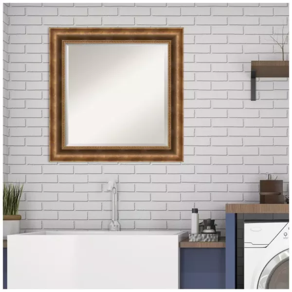 Amanti Art Manhattan Bronze 25.38 in. x 25.38 in. Bathroom Vanity Wall Mirror