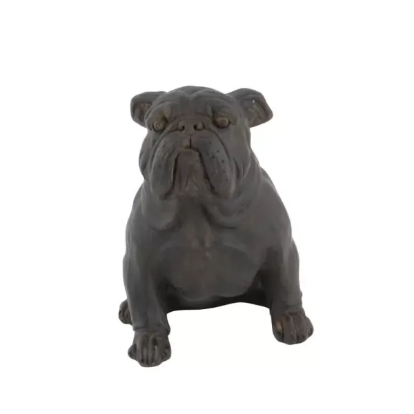 LITTON LANE Polystone Sitting Bulldog Sculpture