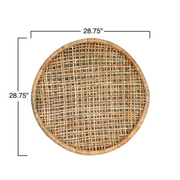 3R Studios Handwoven Beige and Green Rattan Wall Decor