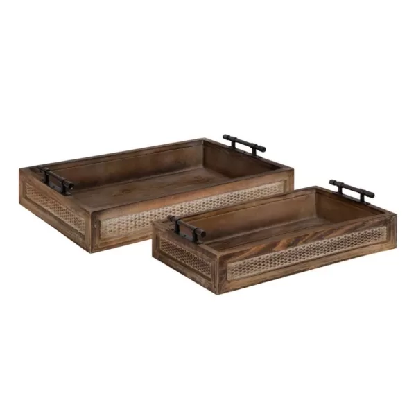 Kate and Laurel Bayport Brown Decorative Tray (Set of 2)