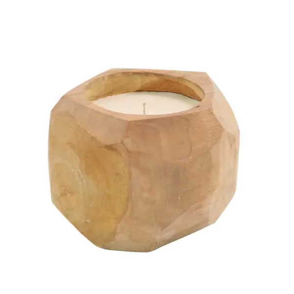 LITTON LANE Brown Coconut-Shaped Wax Candle