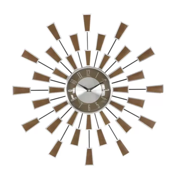 LITTON LANE 22 in. Modern Sunburst Round Wall Clock