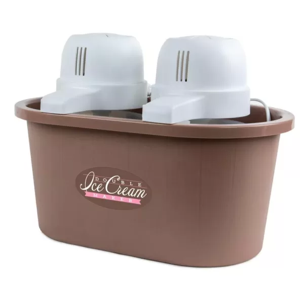 Nostalgia 4 Qt. Brown Double Flavor Ice Cream Maker