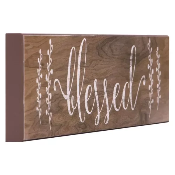 Pinnacle 6 in. x 36 in. Blessed Rustic Wood Wall Art