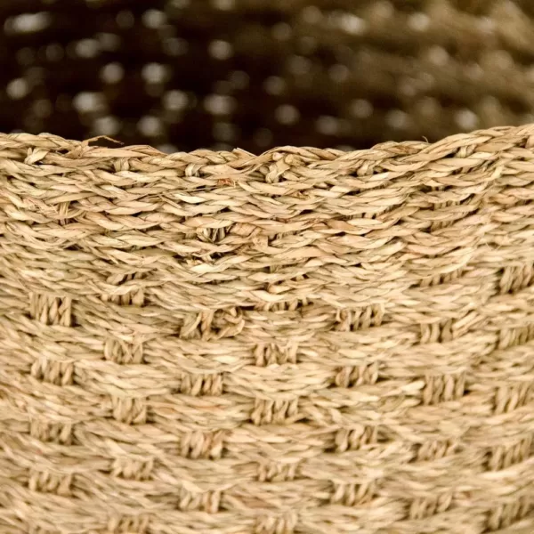 Zentique Hand Woven Cylindrical Wicker Seagrass Small Basket with Handles