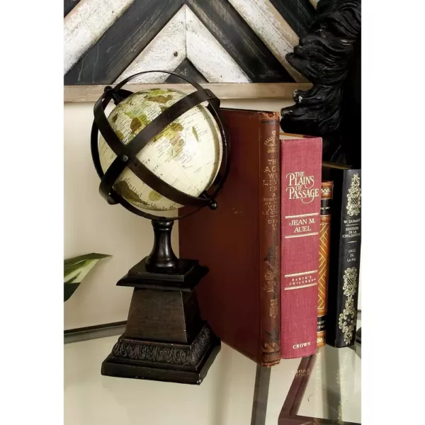 LITTON LANE Nautical Decorative Globe with Axis-Banded Frame Sphere