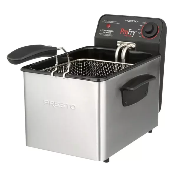 Presto Professional 3.2 Qt. Stainless Steel Deep Fryer with Fry Basket