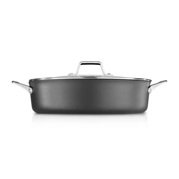 Calphalon Premier 7 qt. Hard-Anodized Aluminum Nonstick Saute Pan in Black with Glass Lid